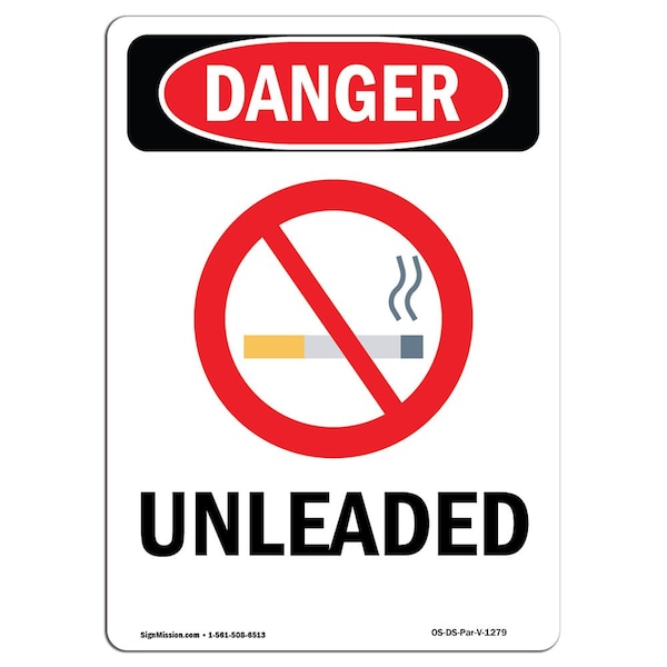 Safety Sign, OSHA Danger, 5" Height, Unleaded, Portrait, 10PK